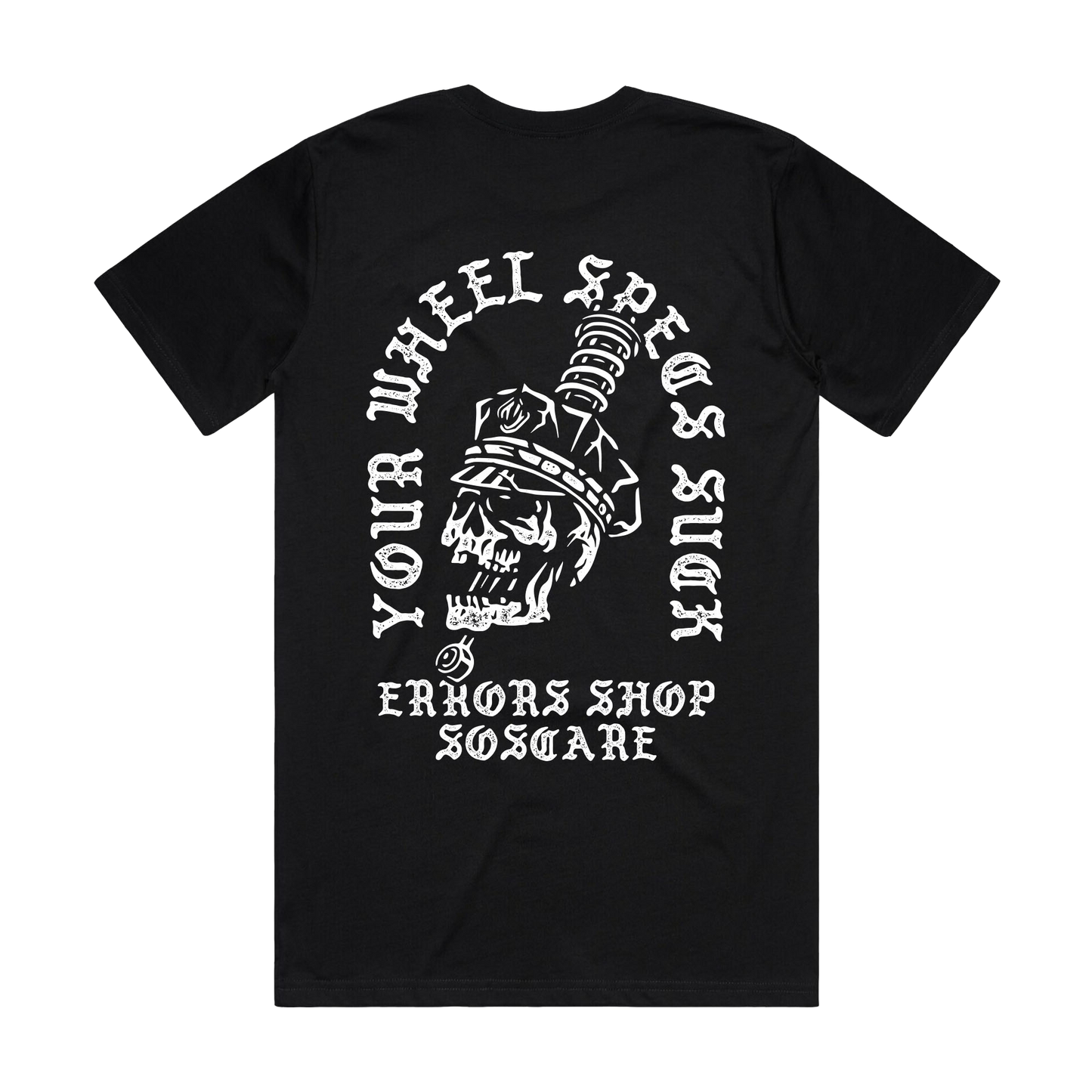 "YOUR WHEELSPECS SUCK" Black Tee