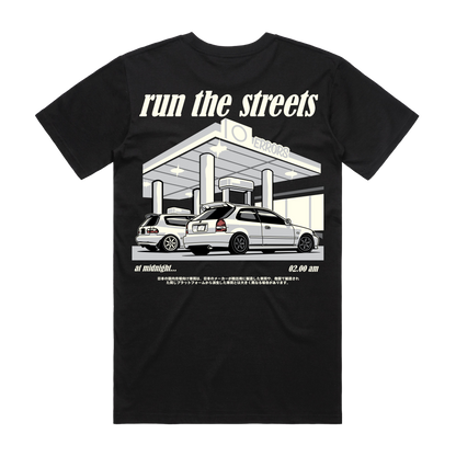 "RUN THE STREETS" Black Tee