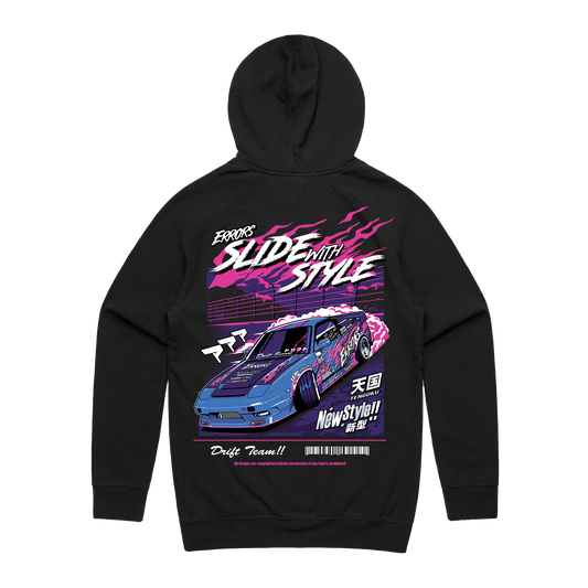 "SLIDE WITH STYLE" Black Hoodie
